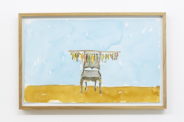 Obra Assentar um naturalista e pássaro, 2019. Artista Dalton Paula