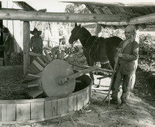 Vladimir Kozák. Serra do Mar - São José dos Pinhais/ Paraná. Sem título [Trituração de erva-mate com malhador], s.d.⠀Fotografia. Acervo Vladimir Kozák.