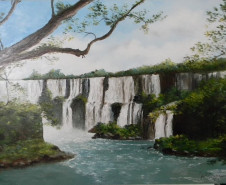 Pintura das Cataratas do Iguaçu feito pelo artista Roberto Bona