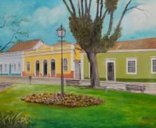 Pintura da cidade da Lapa feito pelo artista Di Magalhães 
