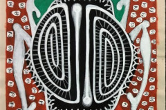 O parto de Makunaima, 2018. Jaider Esbell. Acrílica e marcador à base de água sobre tela. 90 x 90 cm.