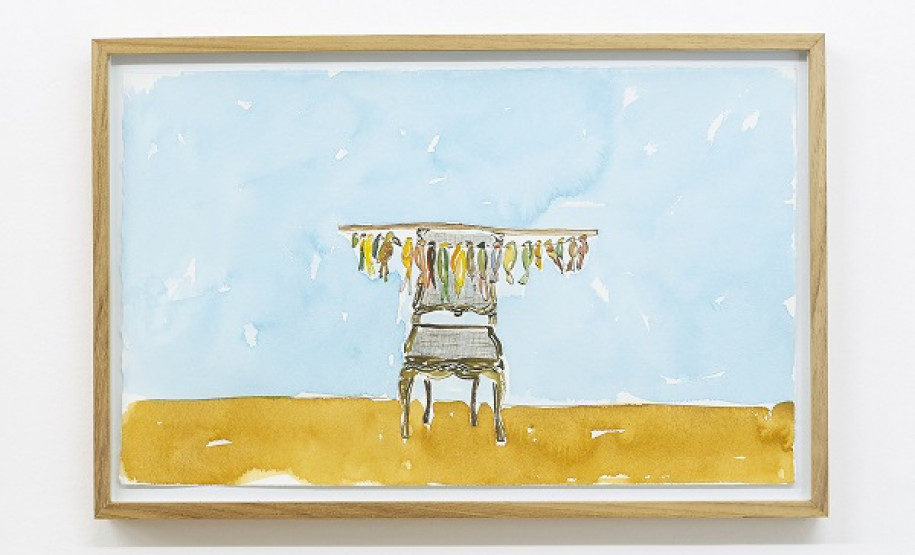 Obra Assentar um naturalista e pássaro, 2019. Artista Dalton Paula