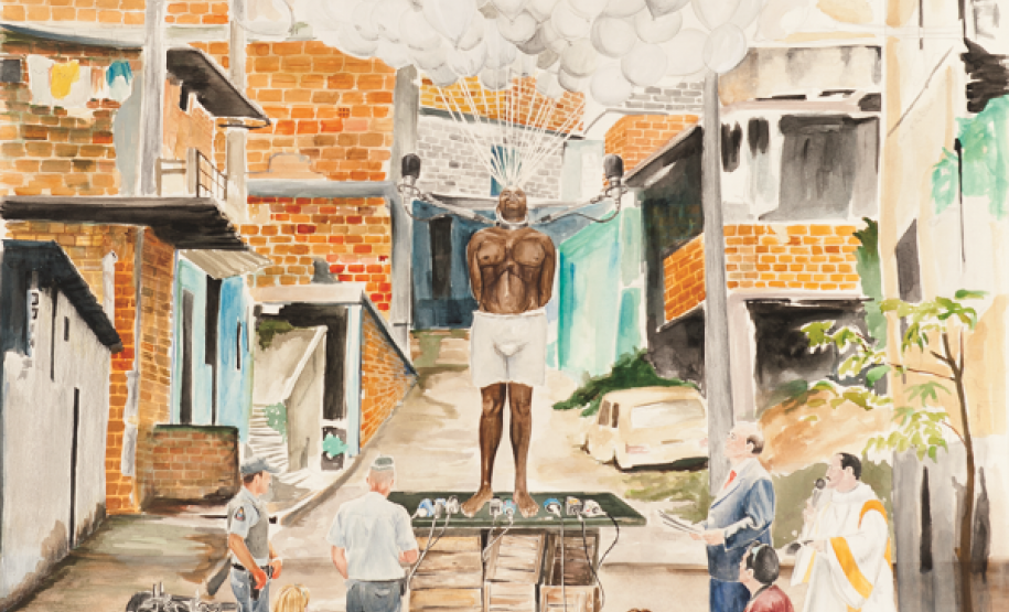 Obra Soluções diplomáticas ou a reeducação no Brasil, 2014. Obra Sidney Amaral