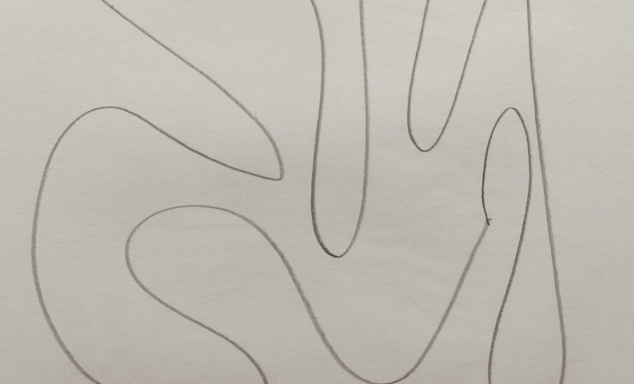 Um dos módulos da oficina é chamado de A Linha, que trabalha propriamente o desenho com lápis e papel.