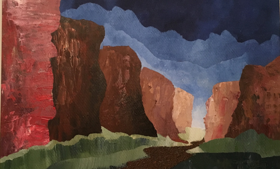 Pintura da cidade de Ponta Grosa feito pela artista Maria Antonieta